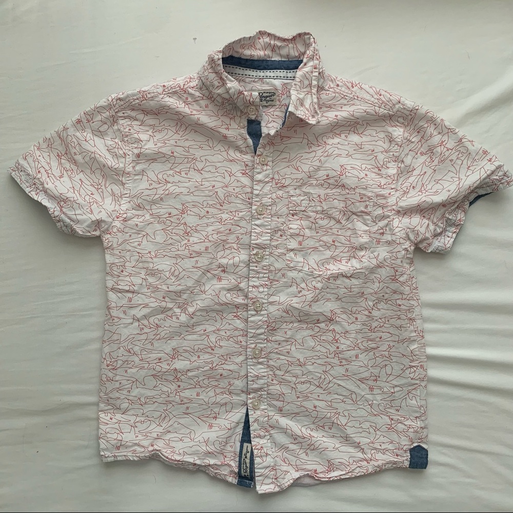 Boys shark printed button down shirt 🌿